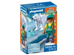 PLAYMOBIL ANIMALS & FRIENDS - OURS POLAIRE ET GARDIEN DE ZOO #72090 (0526)